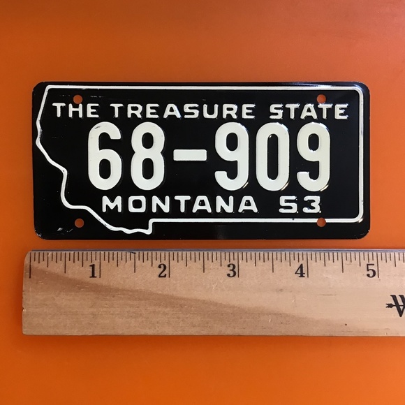 Vintage 1953 License Plate Montana State Bicycle Metal Mini Collectors - Picture 3 of 10
